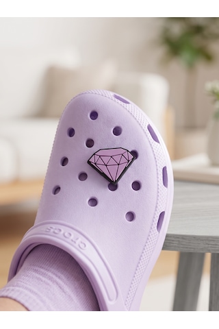 Croco Terlik Uyumlu Mor Elmas Jibbitz Terlik Süsü 5'li Paket