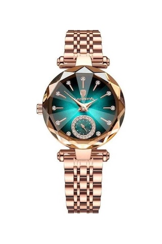 Novahub Yeşil Kadınlar İçin Lüks Kuvars Saat Bilezik, Su Geçirmez İsviçre Marka Bayanlar Saat Yeşil