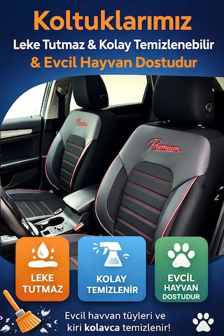Premium Serisi Lüks Keten Üniversal Oto Koltuk Kılıfı - 5 Koltuk Tam Set Siyah