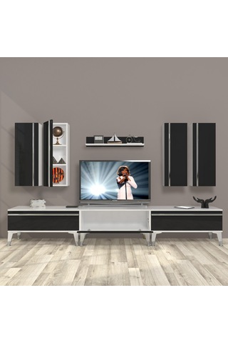 Decoraktiv Eko 8d Mdf Silver Tv Ünitesi Tv Sehpası Beyaz - Siyah