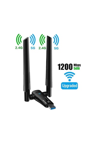 Platoon Pl-9340 Ac1200 867mbps 5ghz + 300mbps 2.4 Ghz Çift Anten Wireless Usb Adaptör