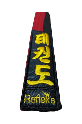 Refleks Taekwondo Nakışlı Pum Kuşak Kırmızı - Siyah
