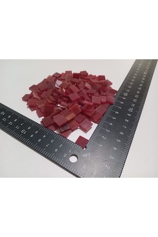 Kırmızı Kare Vitray Cam Mozaik Taşı - Sanatsal Mozaik İçin Yaklaşık 10 X 10 Mm