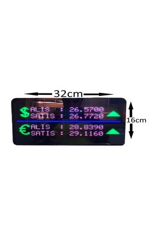 İnternet Bağlantılı Dijital Döviz Tabelası Kasa Ölçüsü: 16x32 Cm