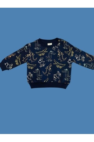 Cantoy Erkek Bebek Dinazor Desenli Sweatshirt-15354 Lacivert