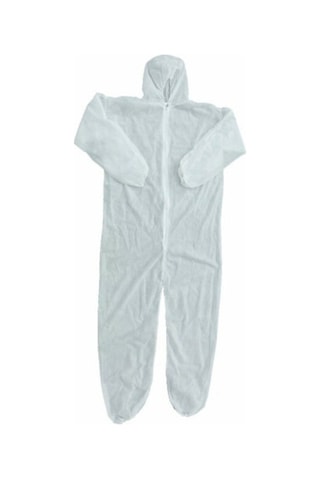 Tek Kullanımlık Fermuarlı Tela Koruyucu Tulum Beyaz