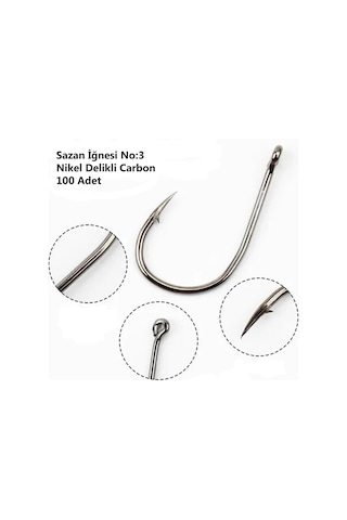 Effe Sazan İğnesi No:3 Nikel Delikli Carbon 100 Adet 192553-3 No : 3