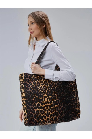 Çınar Bez Çanta Geçişli Leopar Desen Büyük Boy Çanta - Standart