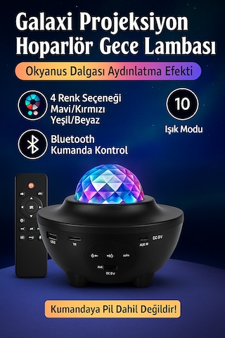 Bluetooth Hoparlör Gece Lambası Lazer Işık Ve Part Led Disko Topu Siyah