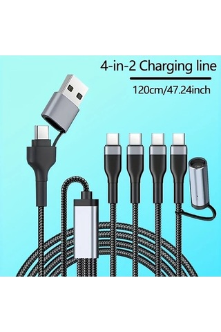 Fastbuy Dream011 5'inci 2 Usb Şarj Kablosu 1.2 M 3a Hızlı Şarj Çok Fonksiyonlu Type C İphone Uyumlu Android Cihazlar İçin