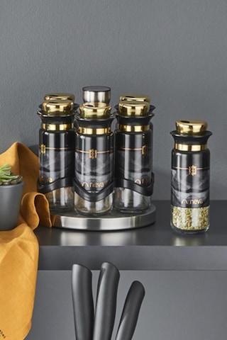 Neva N3274 Marble Plus 6 Lı Baharat Seti Siyah