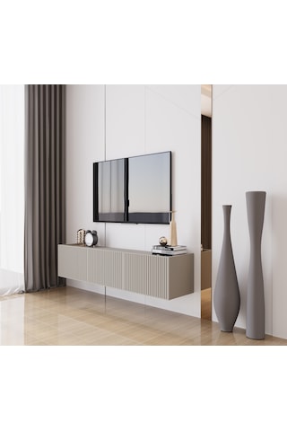 Capella Kumtaşı Rengi Mdf 3 Kapak Duvara Monte 140 Cm Tv Ünitesi