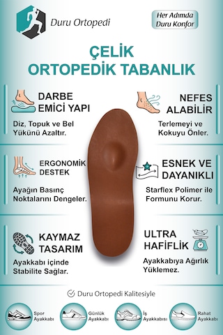Çelik Destekli Ortopedik Tabanlık Tam Boy 1 Çift