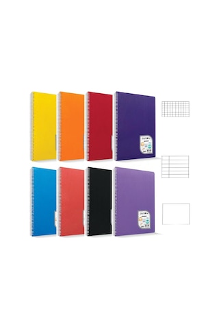 Çınar Colormaxi A4 40 Yaprak Plastik Kapak Spiralli Defter 2 Çizgili +2 Kareli