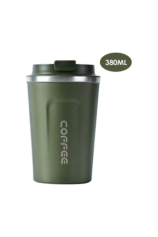 Ruicoo 304 Paslanmaz Çelik İki Katlı Vakumlu Isı Saklama Kahve Bardak, 380ml Yeşil, Ofis Ve Seyahat İçin Taşınabilir, Sıcak-sojuk Tutar Yeşil