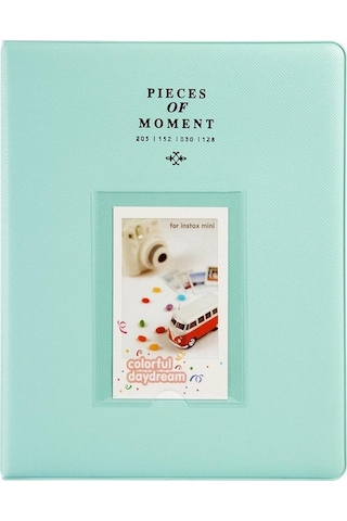 128 Cepler Fotoğraf Kitabı Albümü İsim Kartı Tutucu Fujifilm Instax Mini 8 / 7s / 70/25 / 50s / 90 Hafif Nane