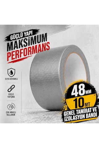 Sanplaza Gri Tamir ve İzolasyon Bandı 48mm 10mt Suya Dayanıklı Duct Tape Sırdırmazlık Bandı 2 Adet