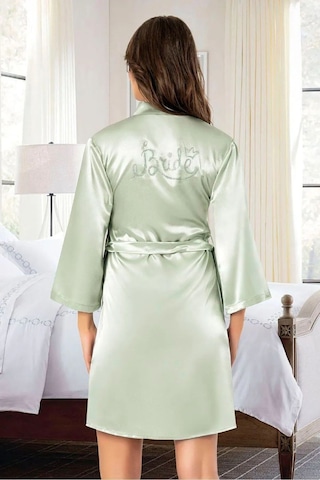 Faal 5912 Kadın Saten Bride Sabahlık-yeşil Yeşil
