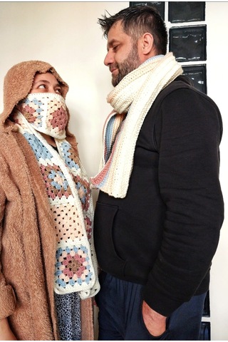 El Örgüsü Atkı , Uzun Unisex Atkı Motifli Bej