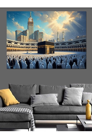 Kabe Etrafında İbadet Edenler Dekoratif Kanvas - Mdf Ahşap Tablo