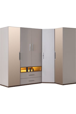 Milano Genç Odası -5 Kapaklı Aynalı Dolap, Karyola, Komodin, Çalışma Masası, Şifonyer, Kitaplık Beyaz