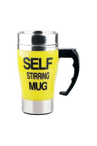 Xiyyadms 350ml Akıllı Otomatik Karıştırıcı Kupa - Çelik Paslanmaz Kahve, Protein Tozu, Milkshake Karıştırıcı, Taşınabilir Leakproof Kapaklı Sarı