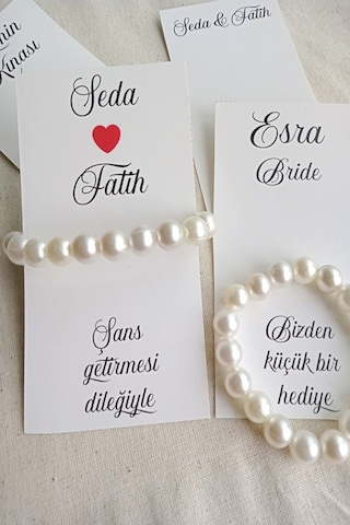 İnci Nedime Bileklik - 18 Adet Hediyelik Bileklik - Bride Hediye