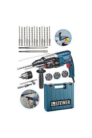 Steiner Heavy Duty Profesyonel Kırıcı Delici Darbeli Matkap +15 Adet Uç + Mandren