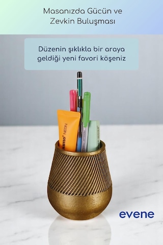 Kalemlik Masa Kalemliği Organizer Kalemlik Altın Eskitme Renk Model 89 Çok Renkli