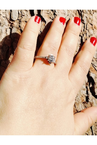 Yüzük Alyans 925 Ayar Parlak Gümüş Zirkon Taşlı