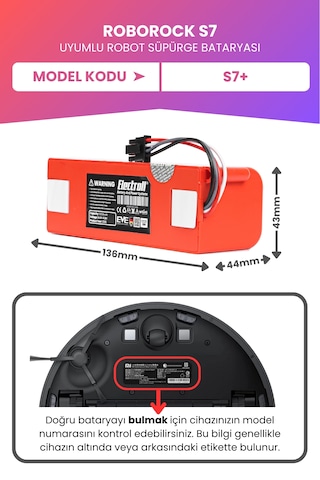Roborock S7 Uyumlu Batarya Maksimum Kapasite 7000mah