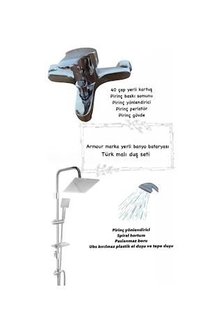 Armour Armatür Banyo Bataryası Ve Duş Seti Krom Krom