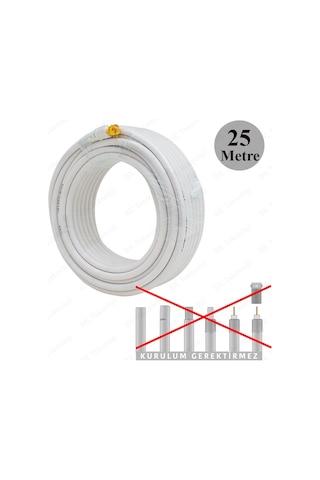 F Konnektörlü 25 Metre RG6/U Coaxial Hazır Uydu Anten Kablosu