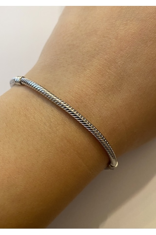 Kadın Taşlı Model Charm İçin Uygun Gümüş Bileklik 21 Cm Gümüş