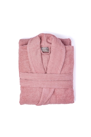 Soley Minerva Extra Yumuşak %100 Pamuk Kadın / Erkek Unisex Bornoz Gül Kurusu