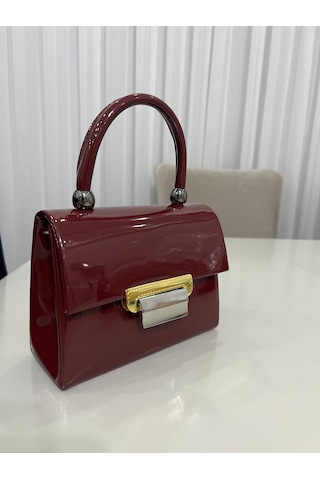 Öznora Abiye Çanta - Zincir Askı Detaylı, Minimal Model - Rugan Bordo