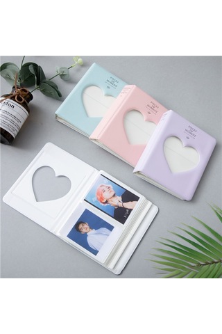 İçi Boş Kalp 64 Cepler Fotoğraf Kitabı Albümü İsim Kartı Tutucu Fujifilm Instax Mini 8 / 7s / 70/25 / 50s / 90 Gök Mavisi