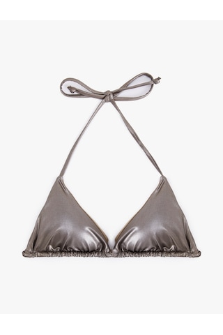 Koton İnce Askılı Parlak Üçgen Bikini Üstü Haki 5sak10117mm Haki