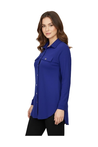 Nazal Kadın Düğmeli Cep Modelli Tunik Bgl-st05191 İndigo