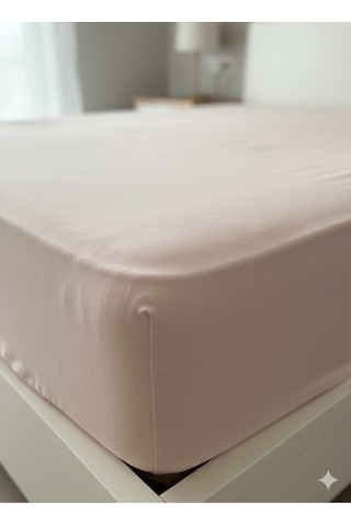 %100 Organik Pamuk Premium Lastikli Çarşaf Çift Kişilik 160x200+30 Dolmabahçe Serisi Pembe