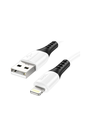 Hoco X82 Apple iPhone Uyumlu Lightning To Usb 2.4A Silikon Data Ve Şarj Kablo (552176440)-Beyaz