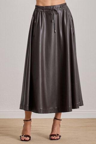 Maxi Kahverengi Deri Etek Kahverengi