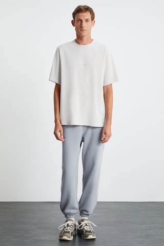 Grimelange Rıver Erkek Oversize Fit Bol Kesim Nakış Işlemeli Basic Örme Taş Rengi T-shirt Taş Rengi