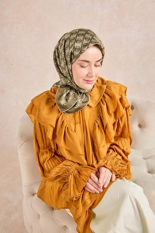 Silk Home Twill İpek Eşarp Zincir Küf Yeşili Çok Renkli
