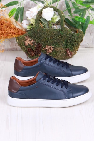 Mehmet Mete 2082 Tkn Rahat Esnek Hakiki Deri Sneaker Erkek Ayakkabı Lacivert