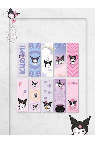 Sanrio Kuromi Anime Karışık Tasarım 10 Adet Kitap Ayraç Seti Pytk