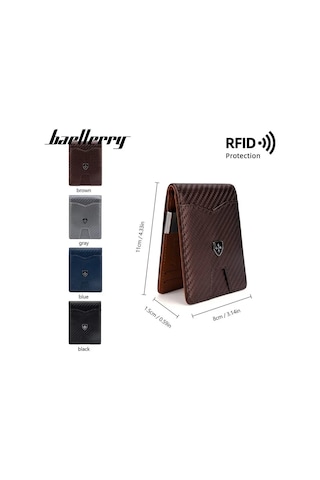 Baellerry Minimalist Rfıd Koruma Çift Kat Deri Çoklu Kart Cüzdan Erkek Kartlık 001