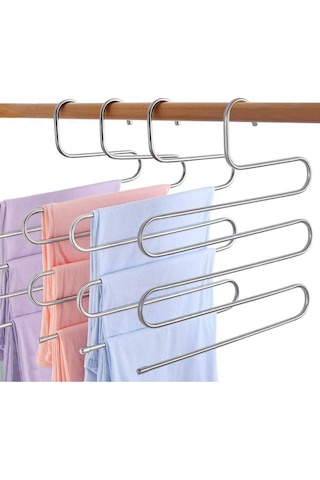 Arvale 2 Adet Metal Pantolon Eşarp Askısı 5 Katlı 2 Adet Askı