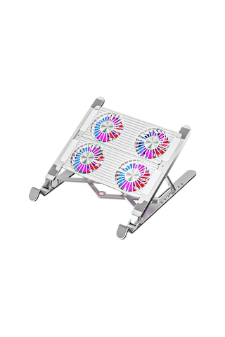 Coofbe Led Işıklı Yükseklik Ayarlı Katlanabilir 4 Fanlı Notebook Laptop Soğutucu Turbo Fan Laptop Standı