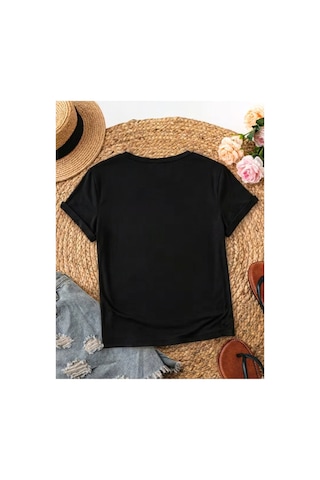 Kadın Coquette Sweet Cherry Baskılı T-shirt Siyah